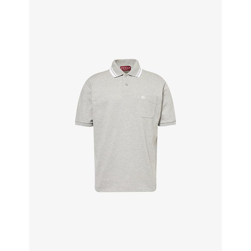 Gucci Logo-Embroidered Stripe-Collar Cotton-Pique Polo Shirt in
