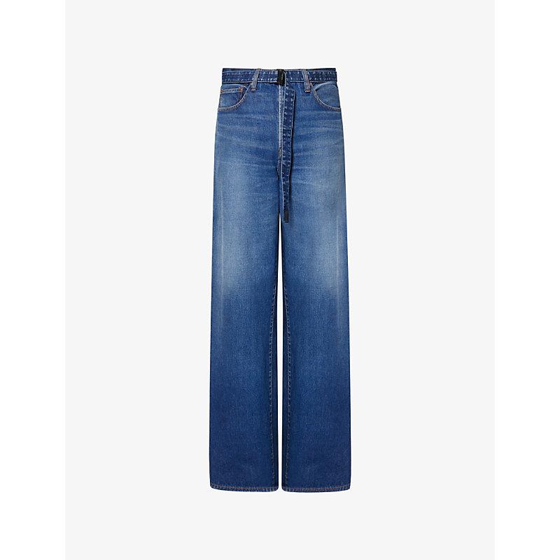 【美品】SACAI BELTED WIDE-LEG DENIM PANTS SACAI Belted high-rise wide-leg jeans | NET-A-PORTER