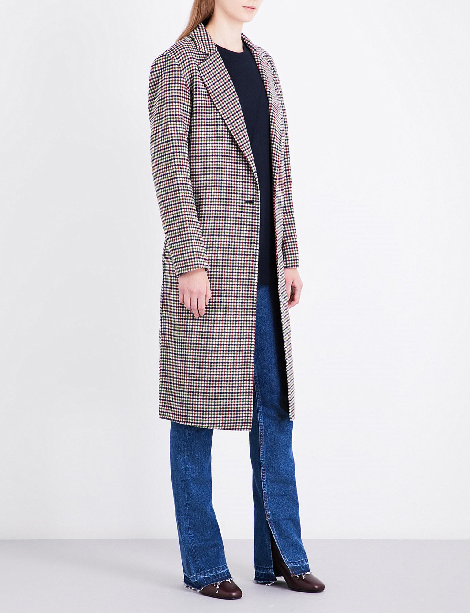 Sandro Check Single-breasted Wool Coat | Lyst