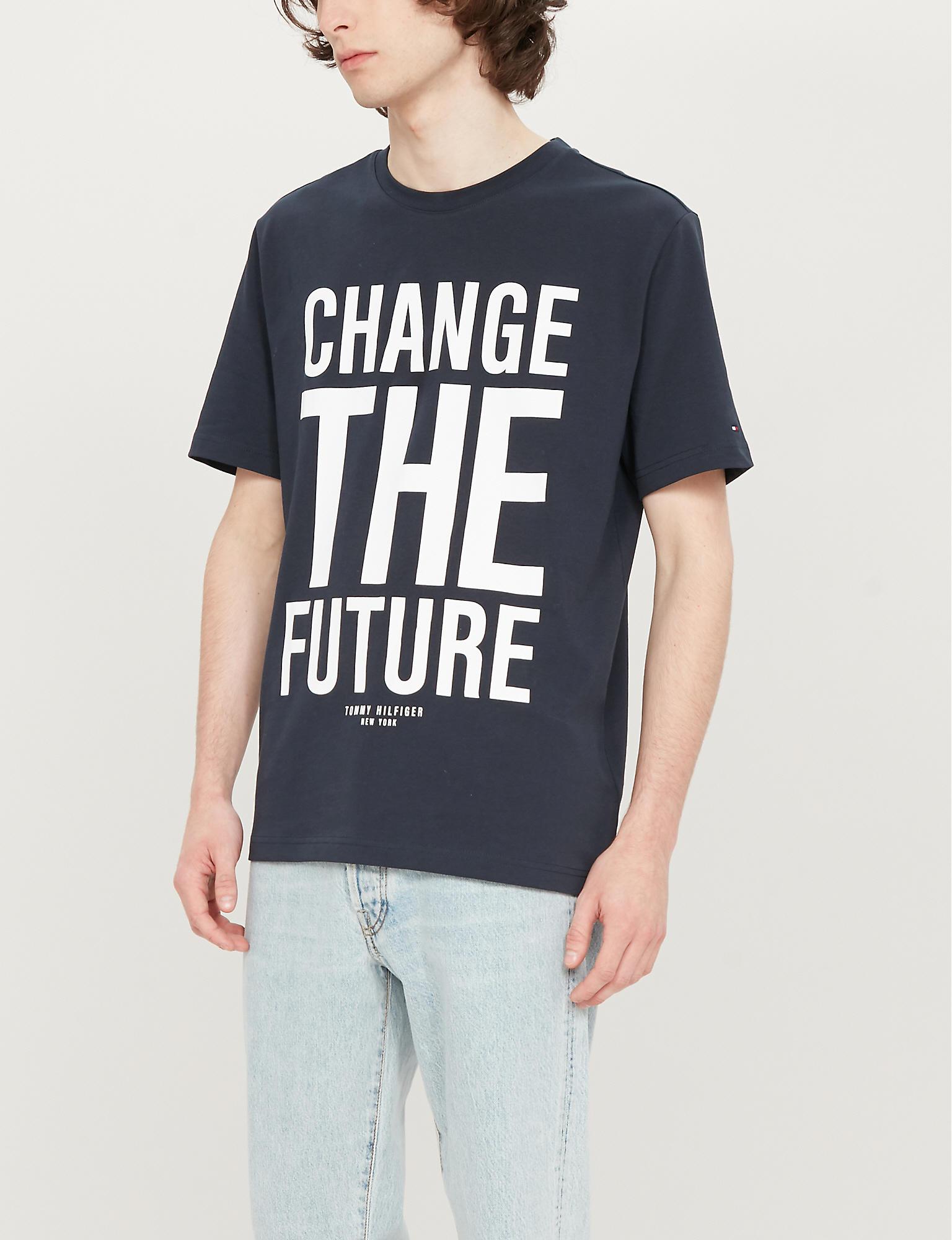 Situation Perversion slogan Tommy Hilfiger Change The Future Slogan Cotton-jersey T-shirt in Navy  (Blue) for Men - Lyst