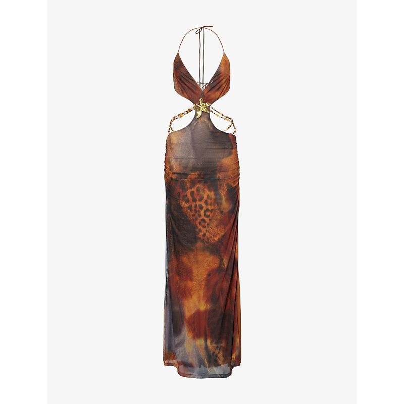 Jaded London Vida Open-At-Back Stretch-Woven Maxi Dress in Brown | Lyst