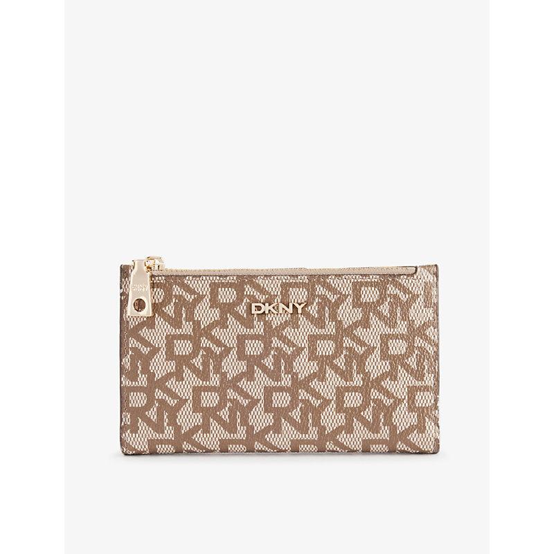 DKNY Monogram-print Faux-leather Cardholder in Natural | Lyst