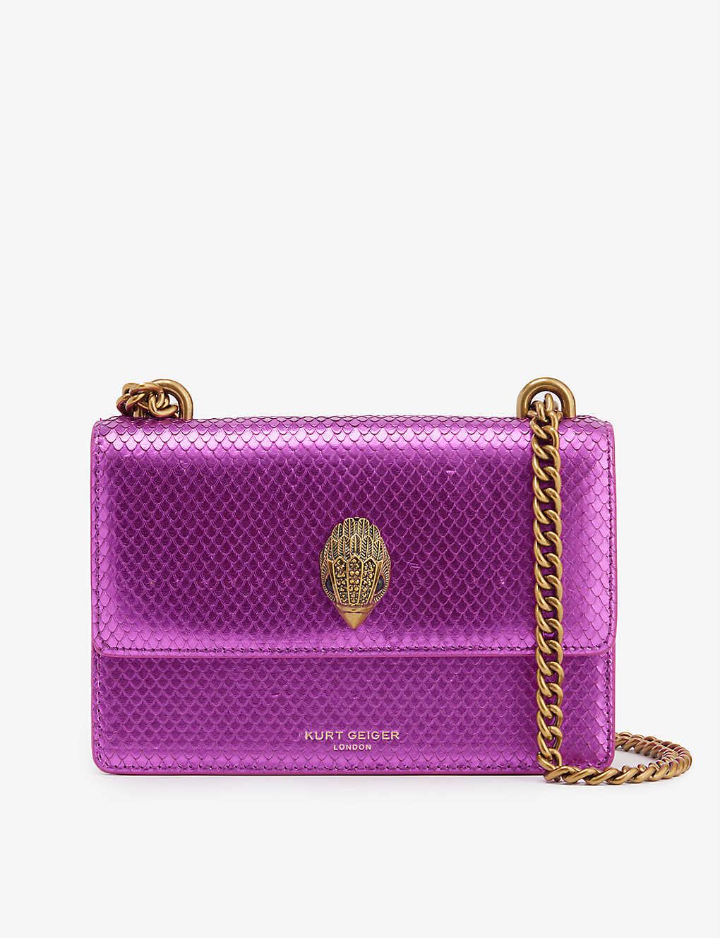 Kurt Geiger Shoreditch Snakeskinembossed Metallicleather Crossbody Bag in Purple Lyst