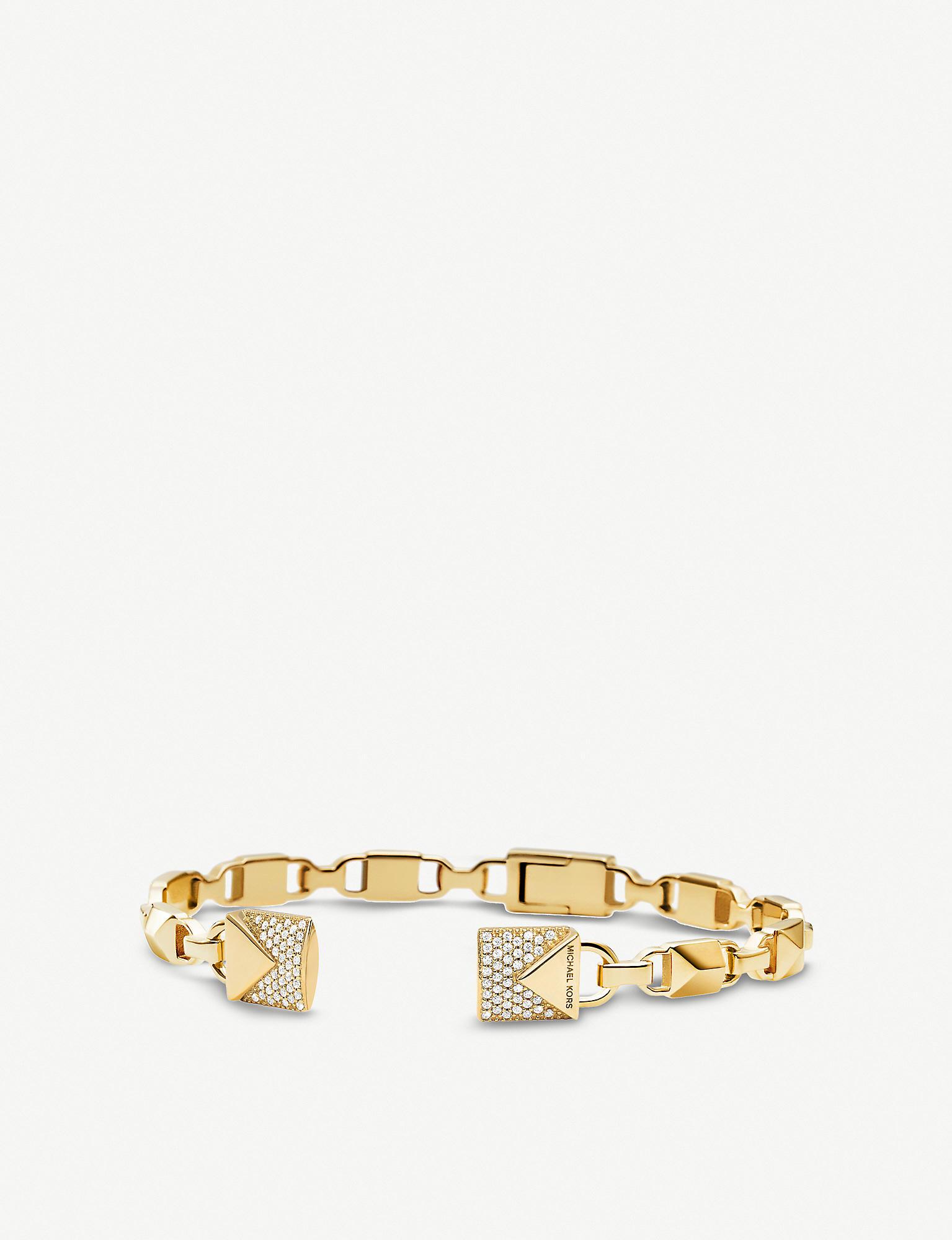 Michael Kors Mercer Link Yellow Goldplated Paveembellished Padlock