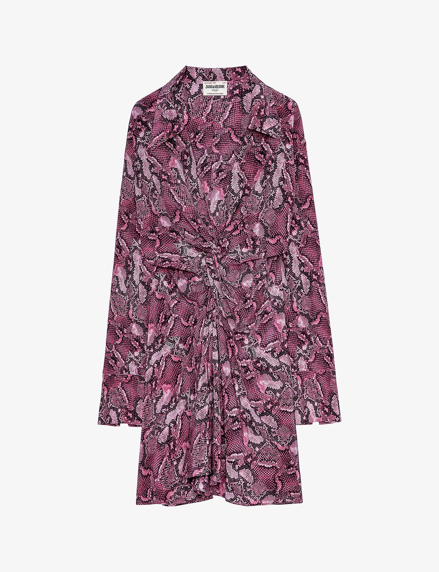Zadig & Voltaire Rozo Snake-print Silk Dress in Rose (Purple) | Lyst UK