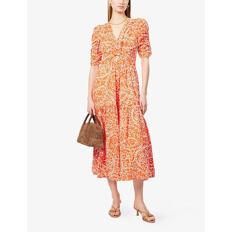 orange cheesecloth dress Baukjen Orange Bella Cheesecloth Midi Dress
