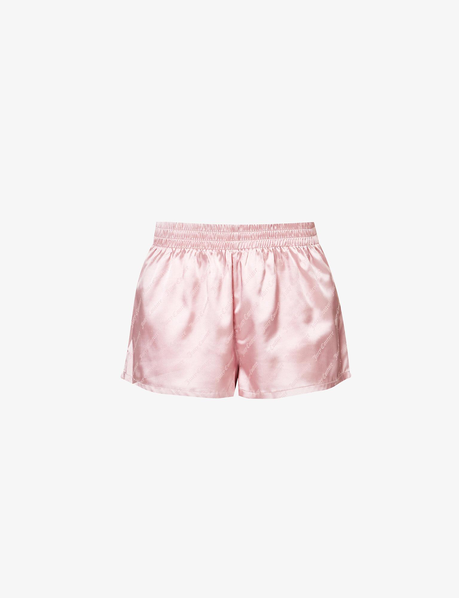 Juicy Couture Ellie Monogram-print Satin Pyjama Shorts in Pink | Lyst