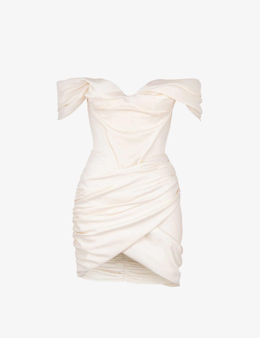 House Of Cb Coraline Corset Satin Mini Dress in White Lyst