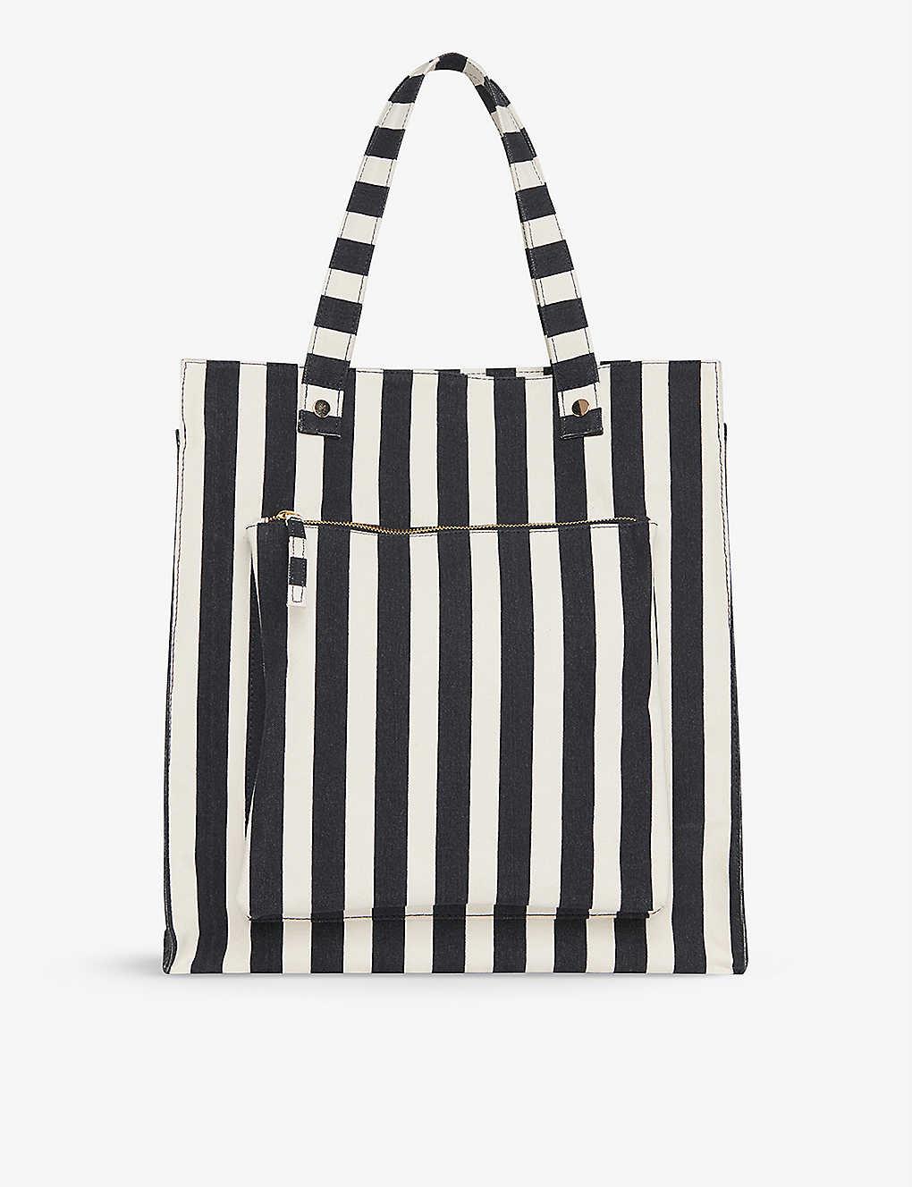 Whistles Sena Striped Cotton Canvas Tote Bag in White Lyst