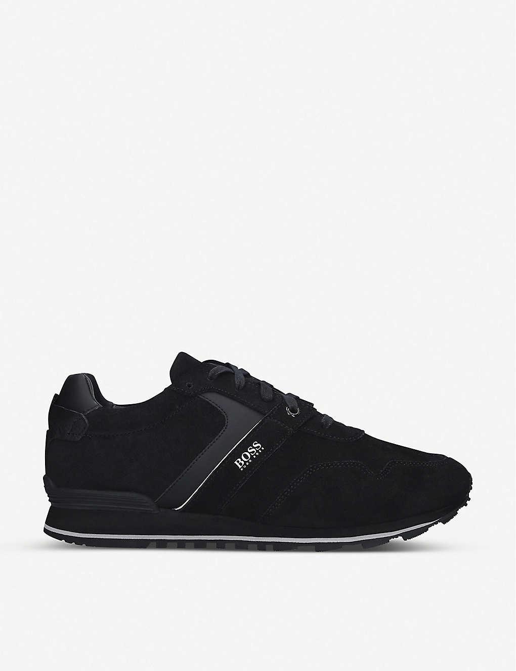 BOSS by HUGO BOSS Parkour Panel Suede Trainers in Black for Men | Lyst