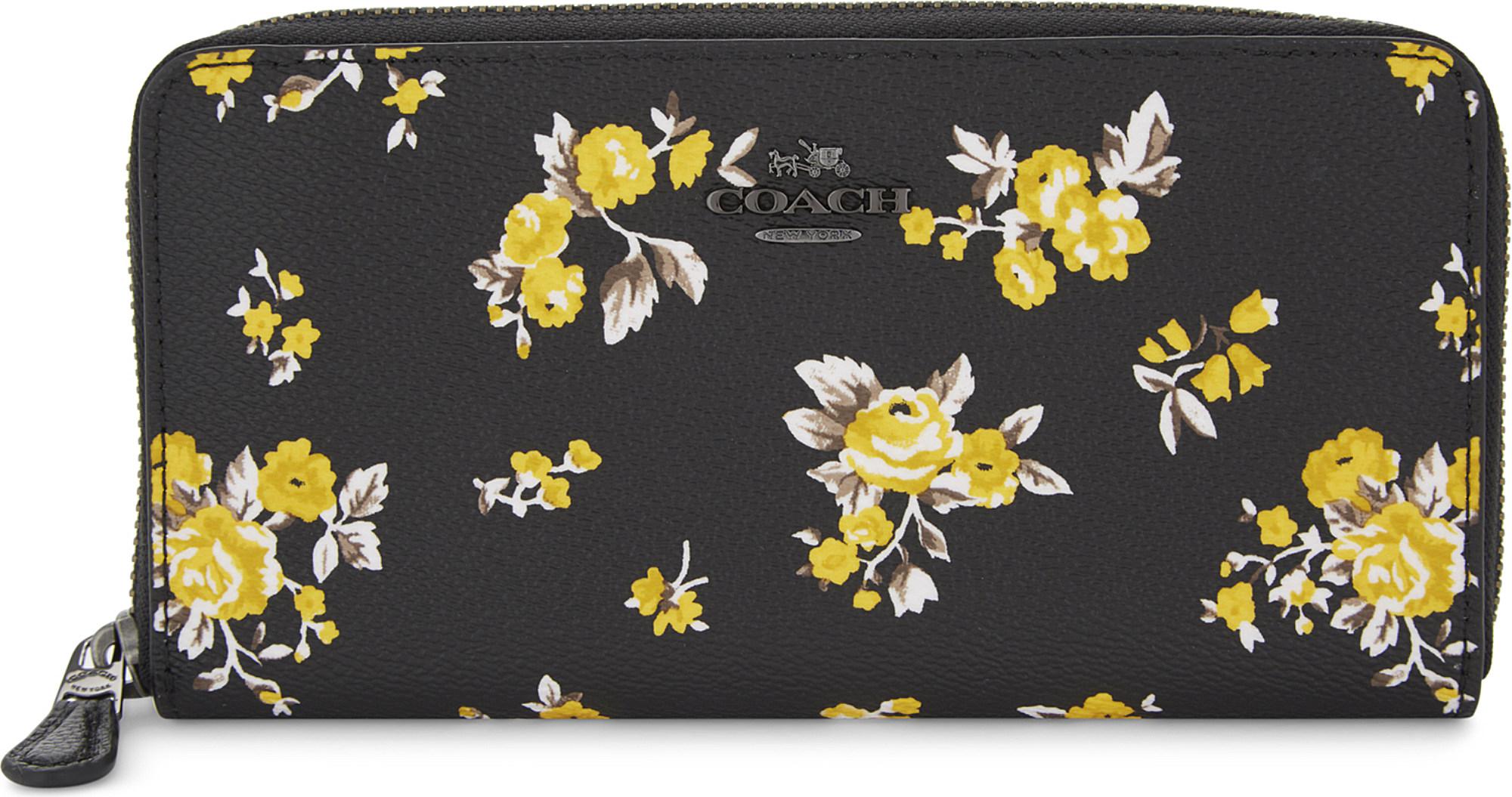 coach black floral wallet