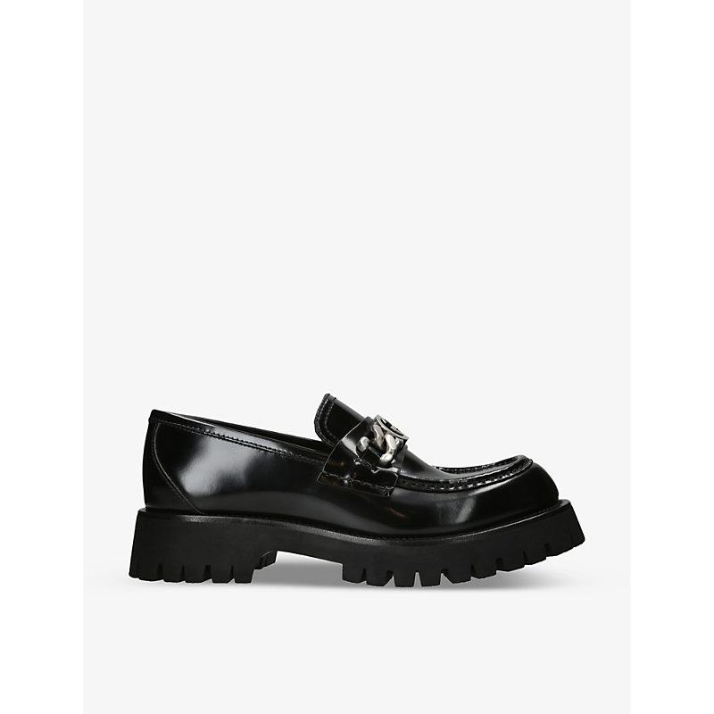 Gucci Harald Logo-embellished Patent-leather Loafers in Black for Men ...