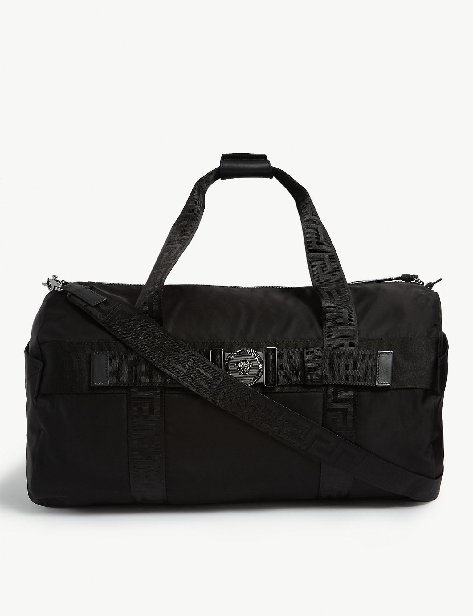 Versace Synthetic Medusa Head Nylon Duffle Bag in Black Ruthenium