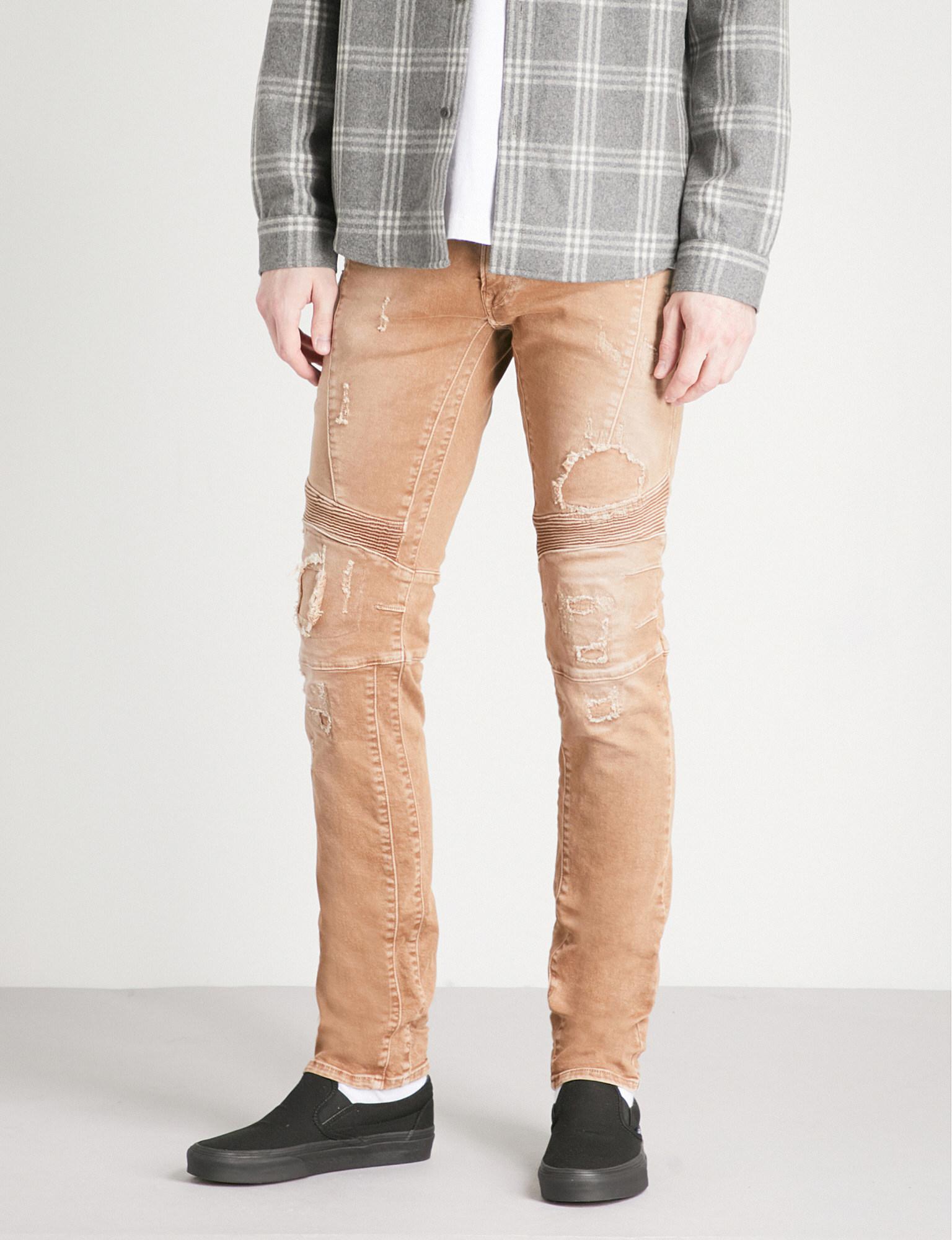 tan biker jeans