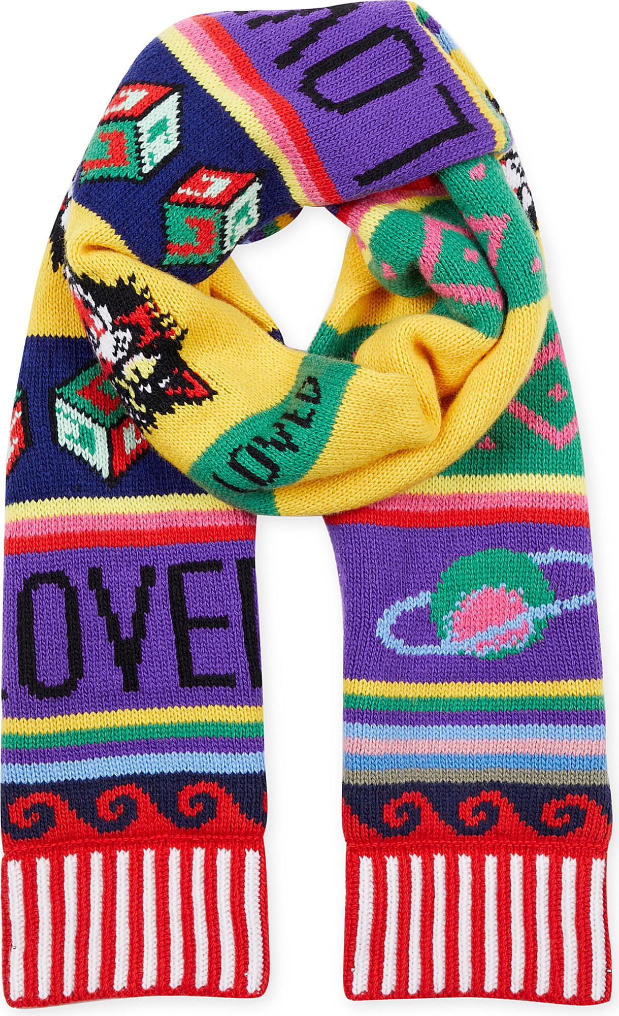 gucci striped wool scarf