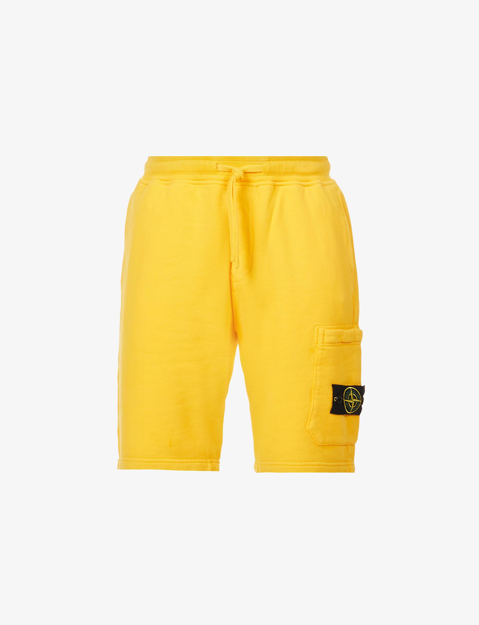 Stone Island Logo-badge Cotton-jersey Bermuda Shorts in Yellow for Men |  Lyst