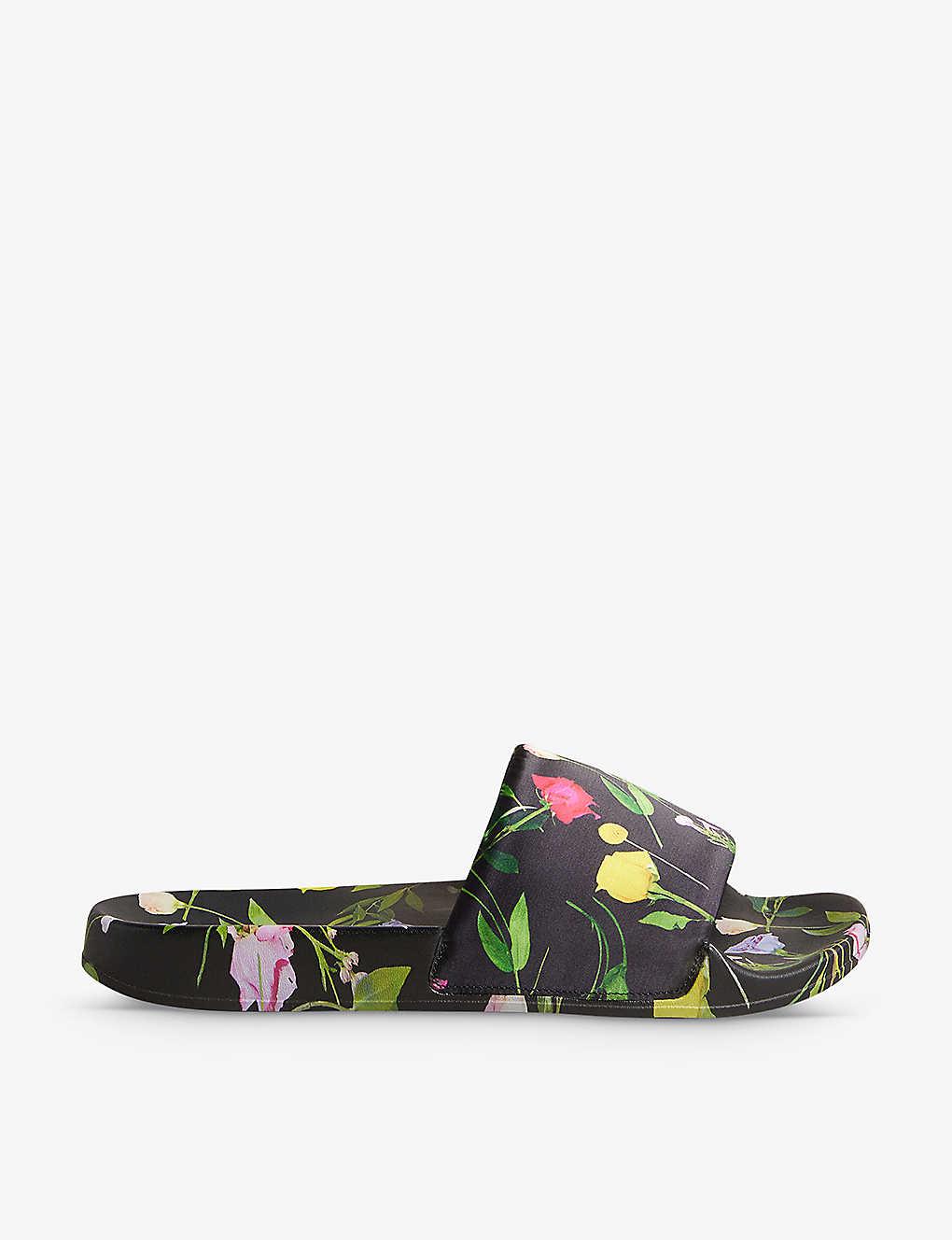 Ted Baker Floralprint Satin Sliders in Green Lyst