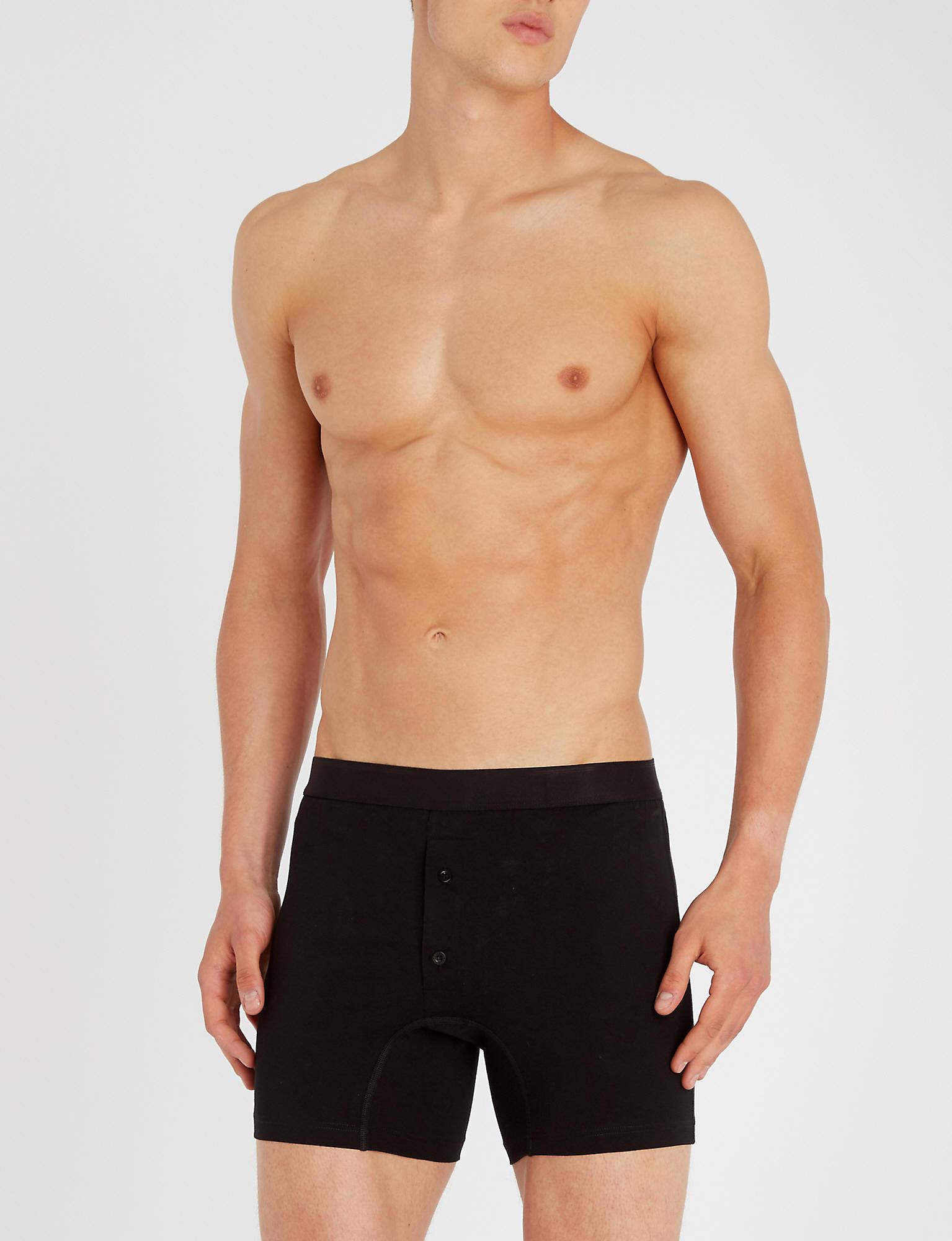 Blænding Afvigelse fodspor Sunspel Superfine Egyptian Cotton Two-button Boxer Shorts in Black for Men  | Lyst