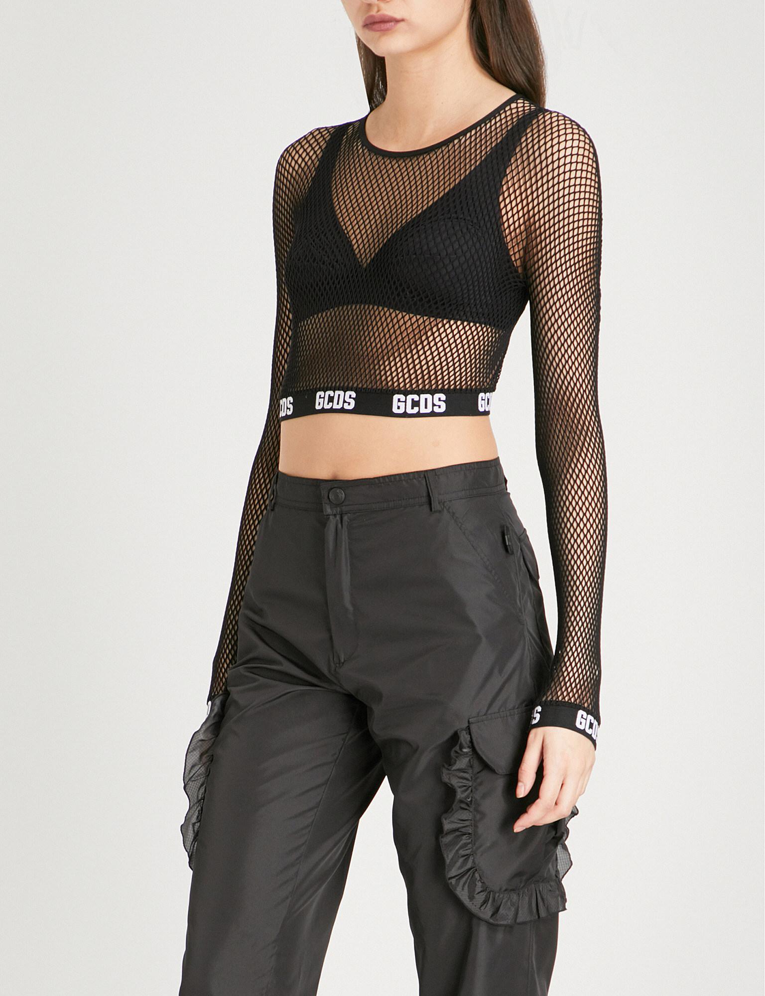 gcds fishnet crop top