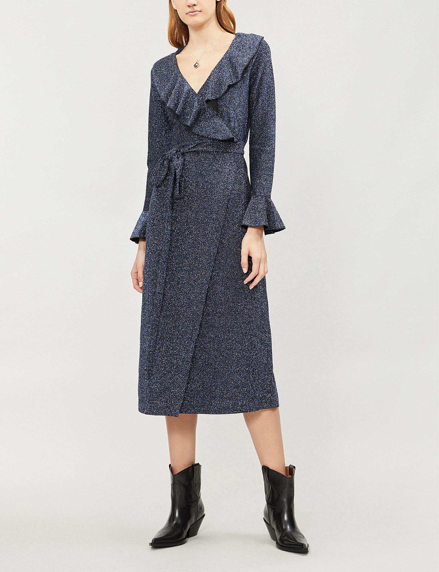 one more time lurex wrap dress