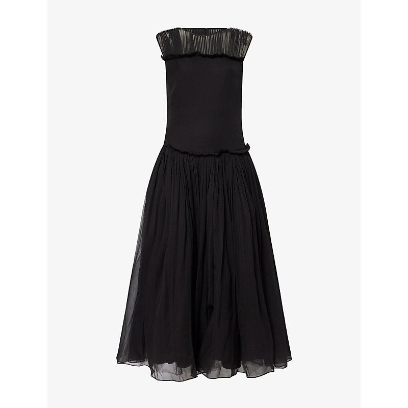 abadia ora pleated gathered chiffon and dupioni midi dress Ora Pleated Gathered Chiffon And Dupioni Midi Dress On Sale Now with Up to 50% Off