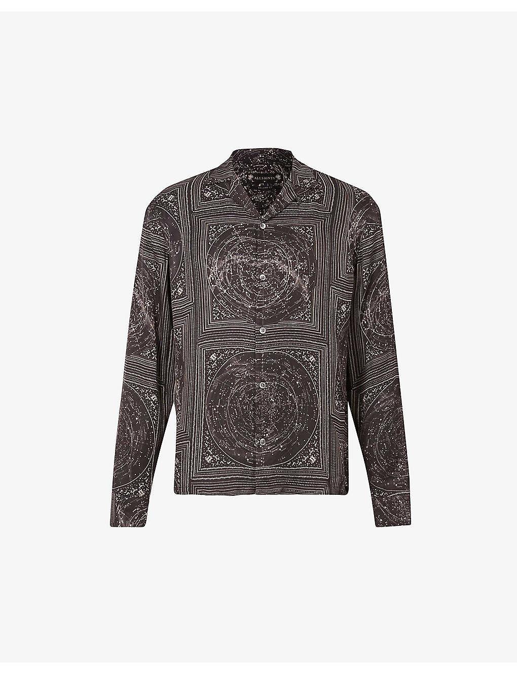 ALLSAINTS Starburn Relaxed Fit Star Print Camp Shirt