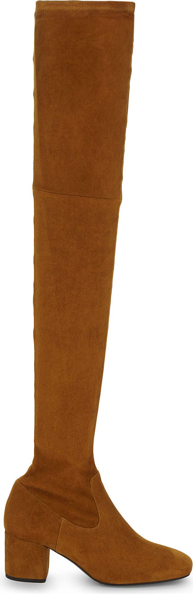 Maje Fuisy Suede Thigh Boots in Brown | Lyst