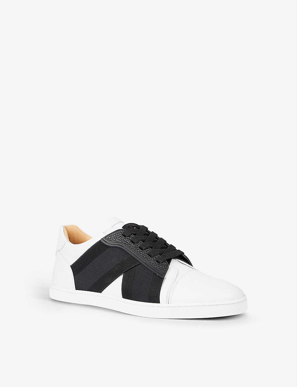 Christian Louboutin Leather Elastikid Donna Flat Calf Bianco Black | Lyst