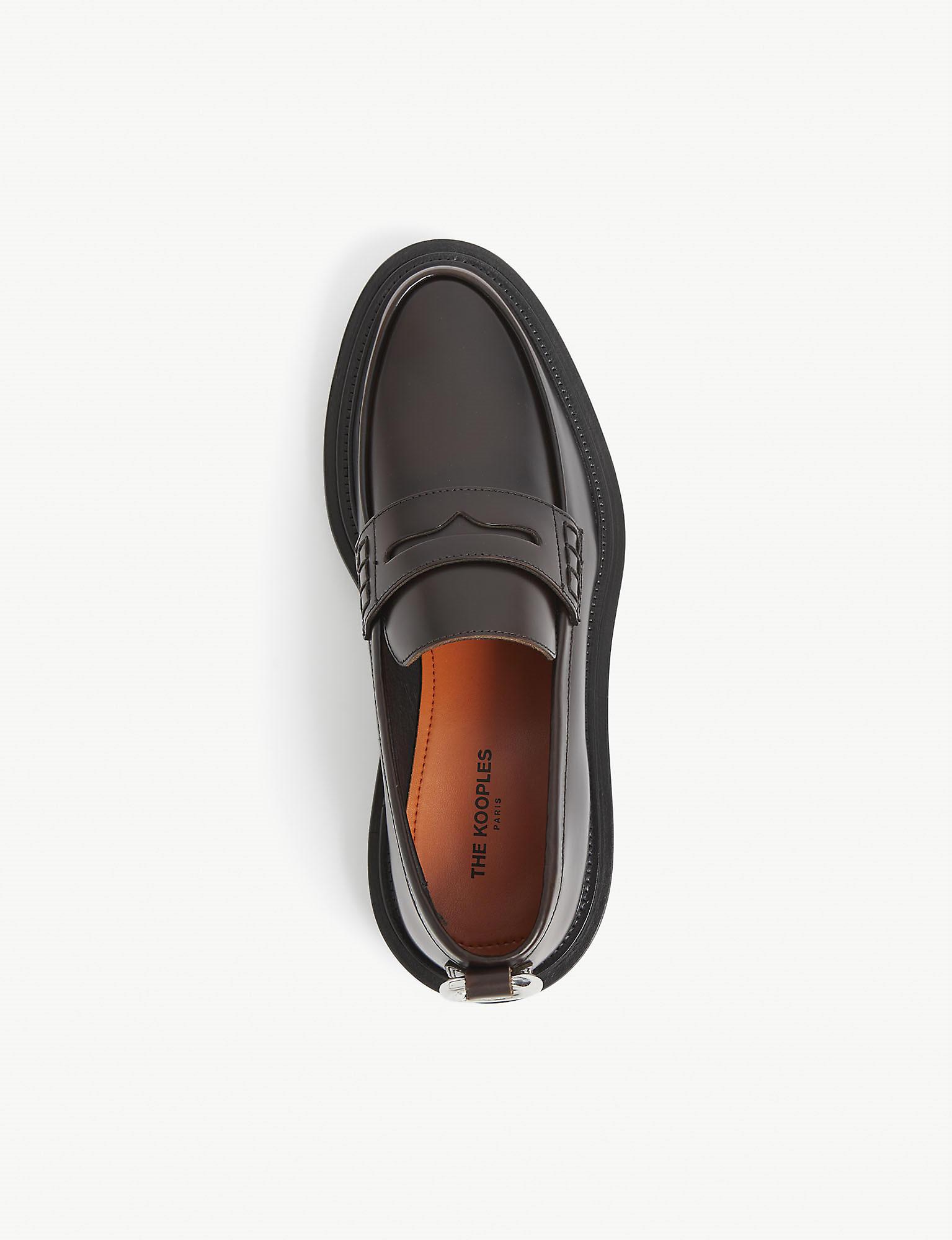 The Kooples Logo-embossed Silver-toned Leather Loafers in Black for Men |  Lyst