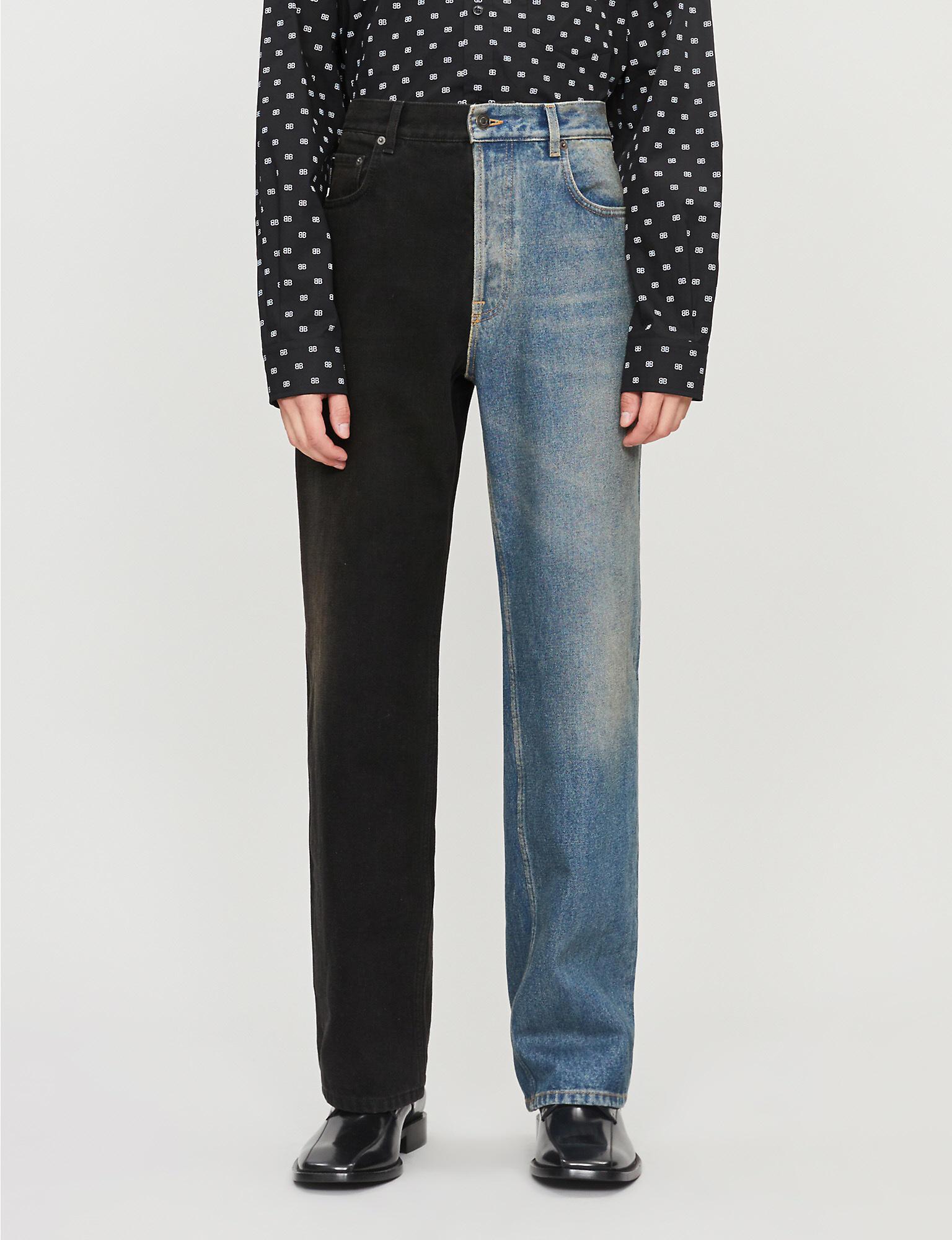 Balenciaga Two-tone Wide Jeans in Blue for Men | Lyst