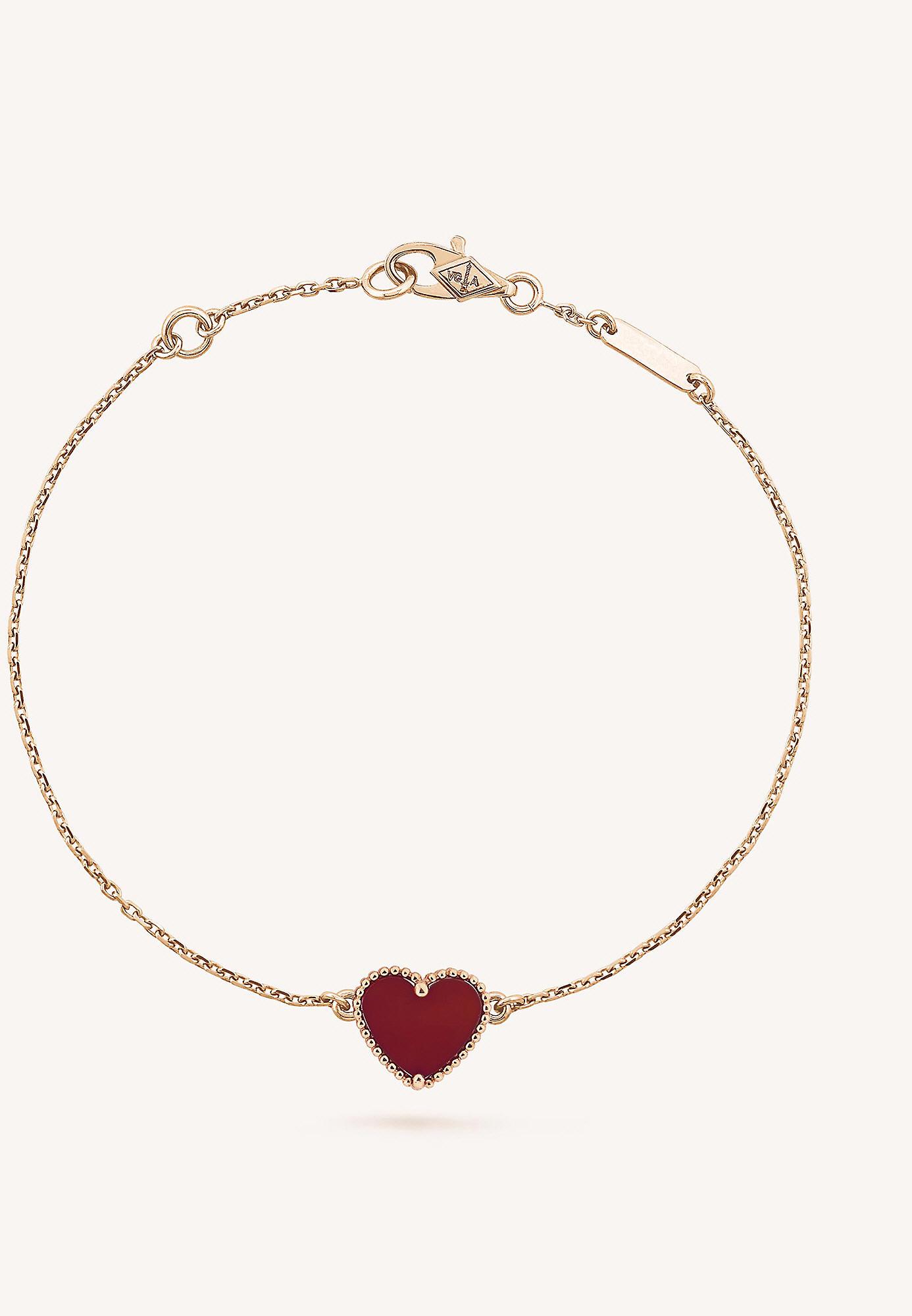 Van Cleef Arpels Pink Gold Sweet Alhambra And Carnelian Heart