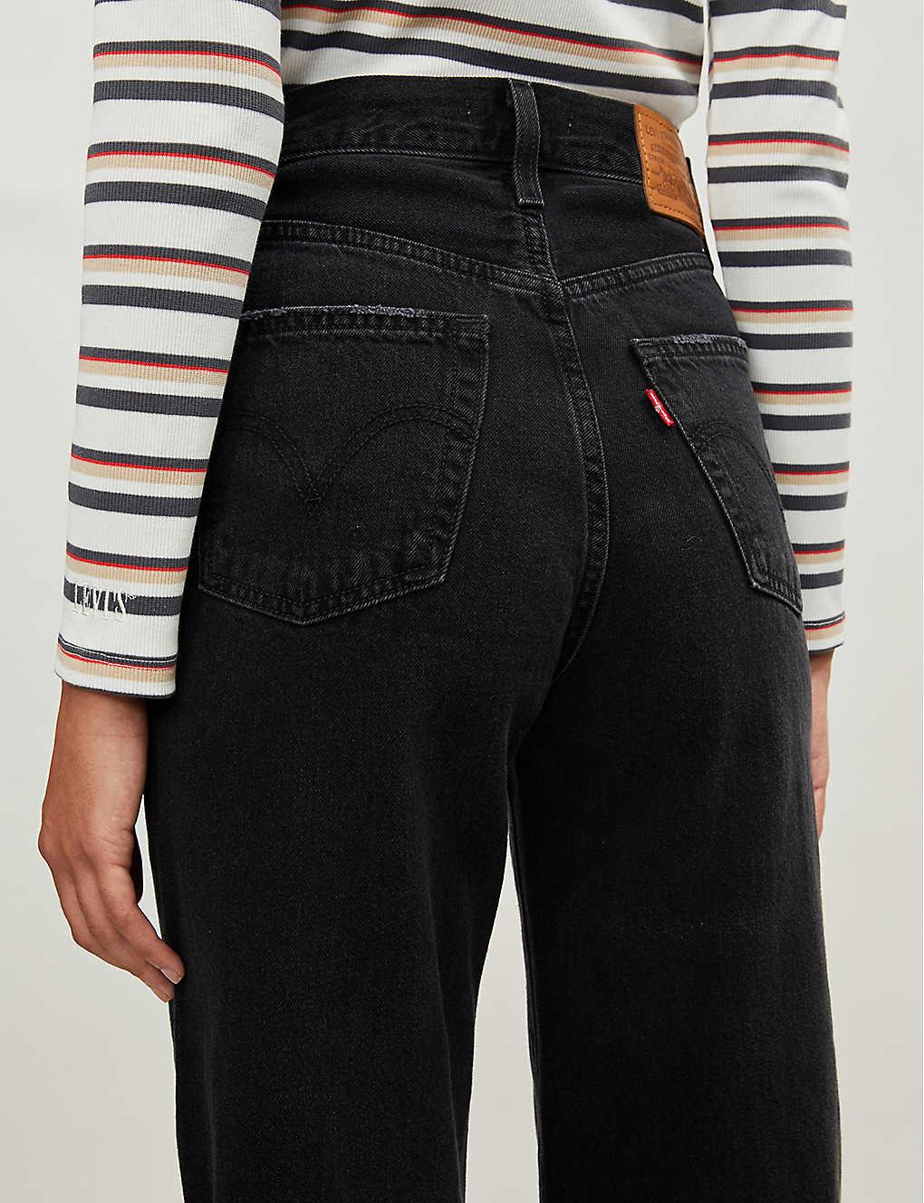 Levi's Denim Ribcage Straight High-rise Jeans in Black - Lyst