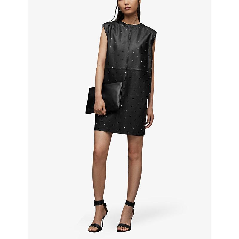 AllSaints Mika Pinstud-embellished Leather Mini Dress in Black | Lyst UK AllSaints Mika Pinstud-embellished Leather Mini Dress in Black | Lyst UK