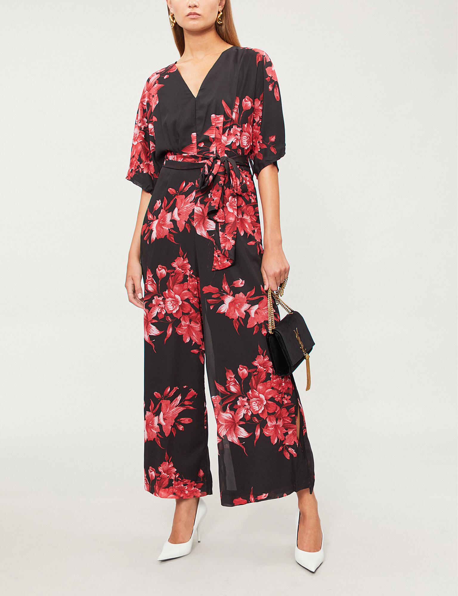 red flowery jumpsuit