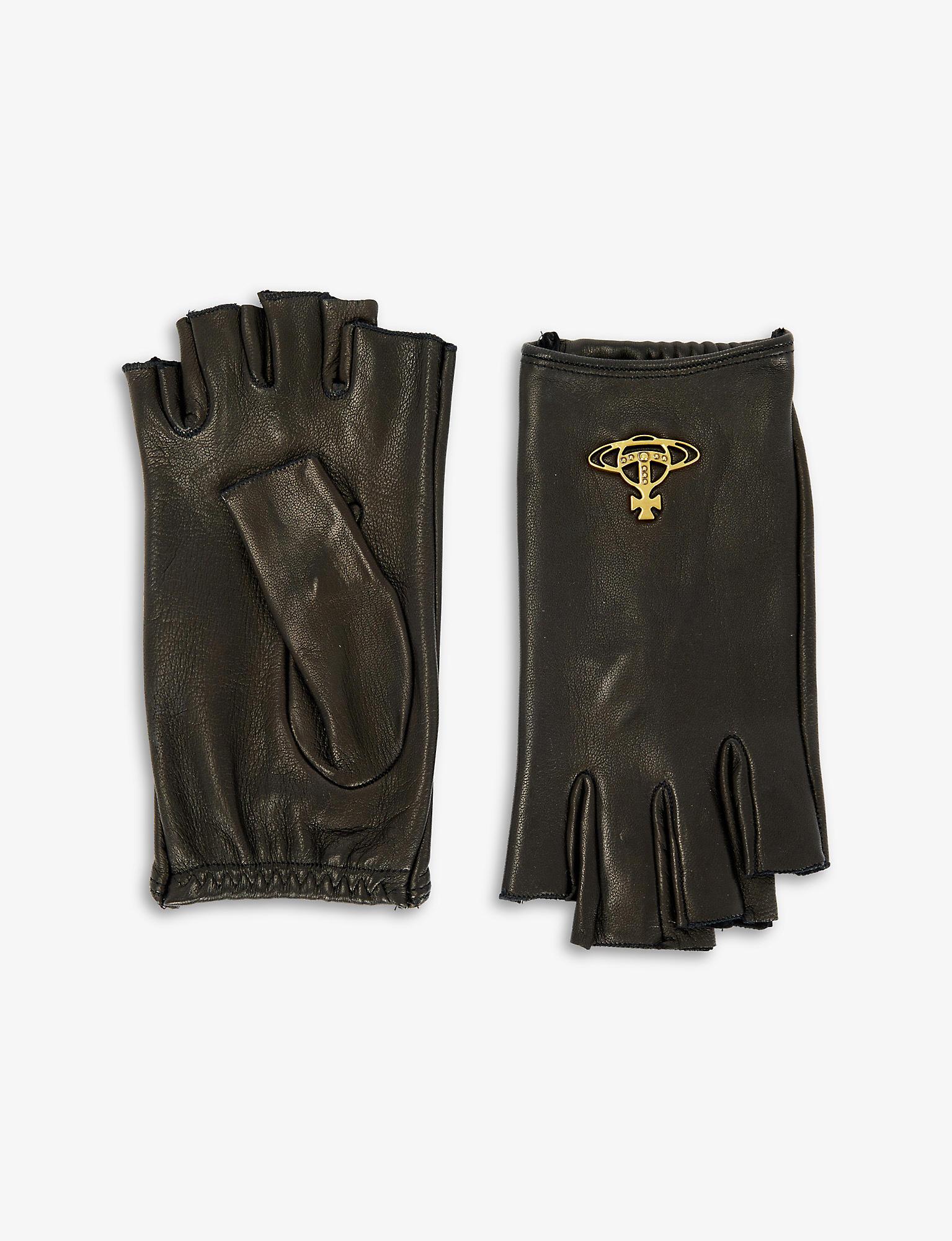Vivienne Westwood Brandplaque Fingerless Leather Gloves in Black Lyst Canada