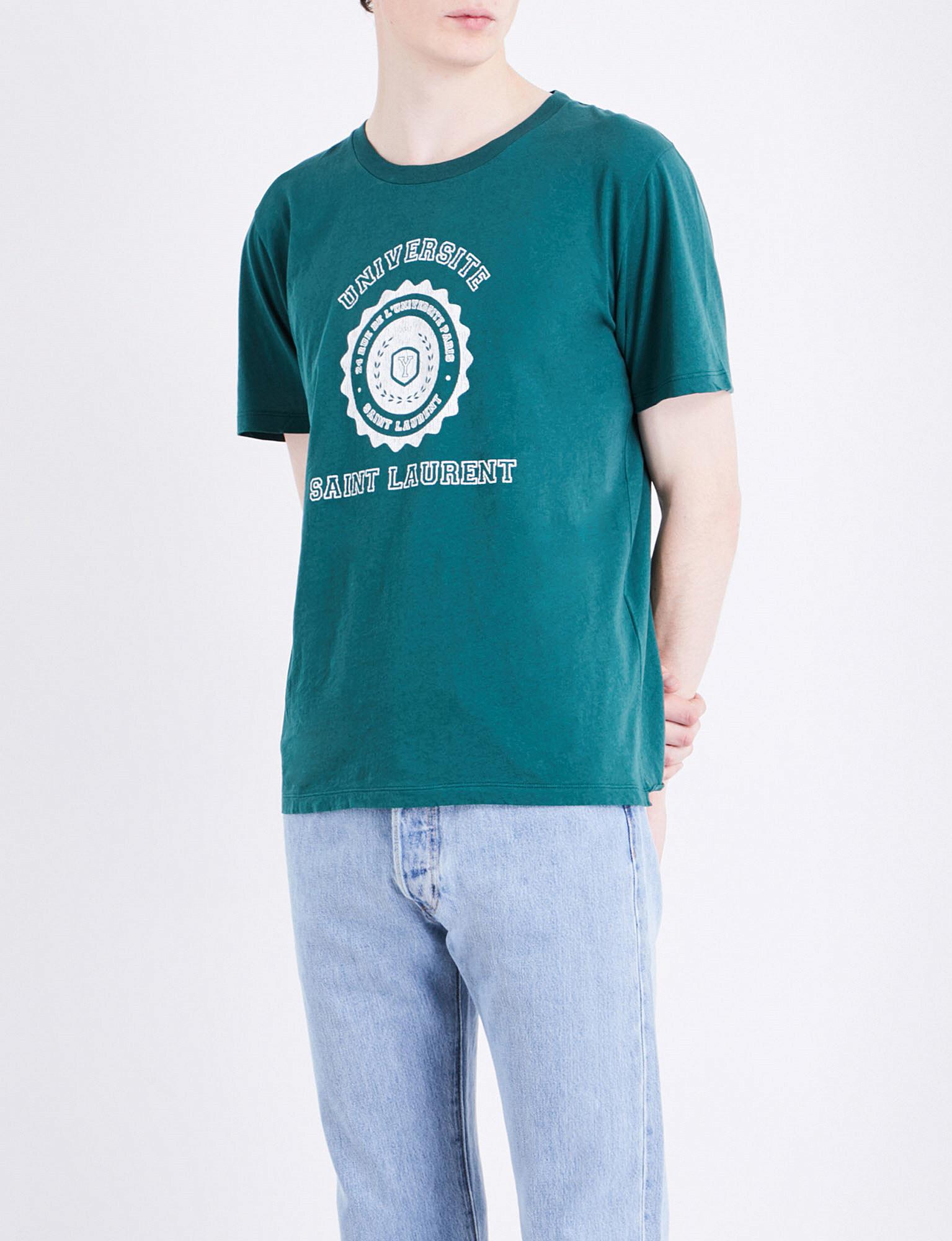 saint laurent green t shirt