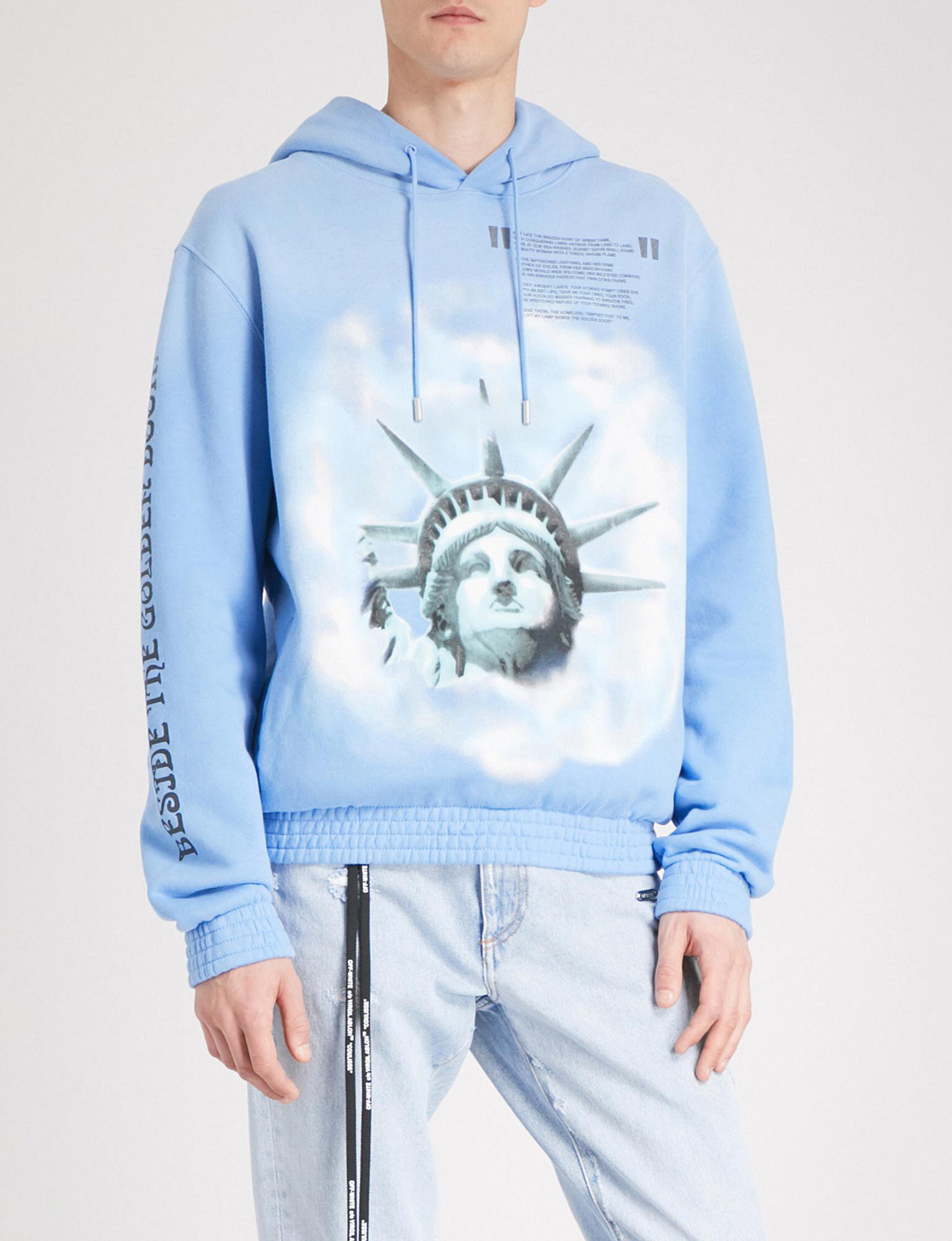 Off-White c/o Virgil Abloh Statue Of Liberty Hoodie in Blue for