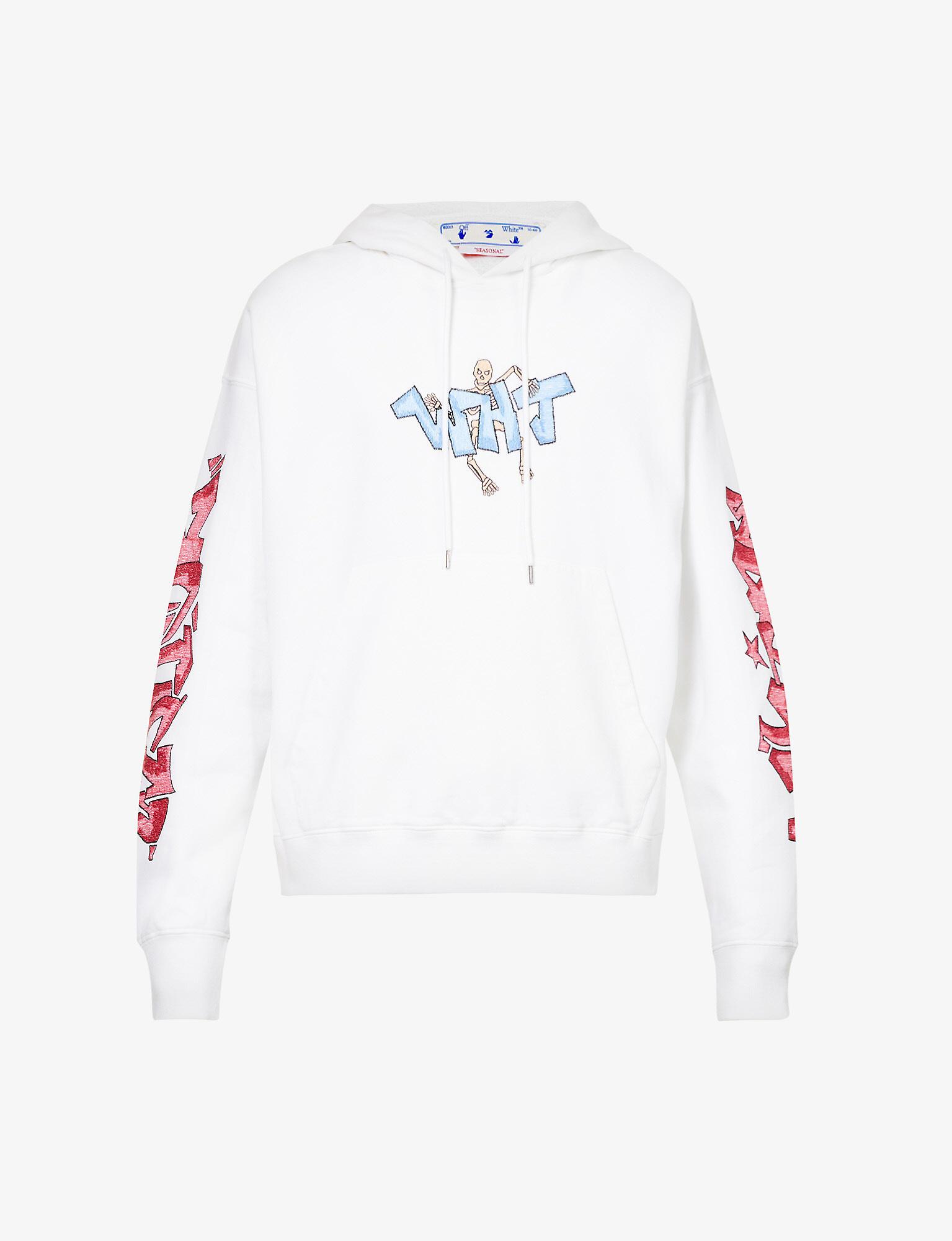 Off-White c/o Virgil Abloh Graffiti Puppet Graphic-print Cotton-jersey  Hoody in White for Men