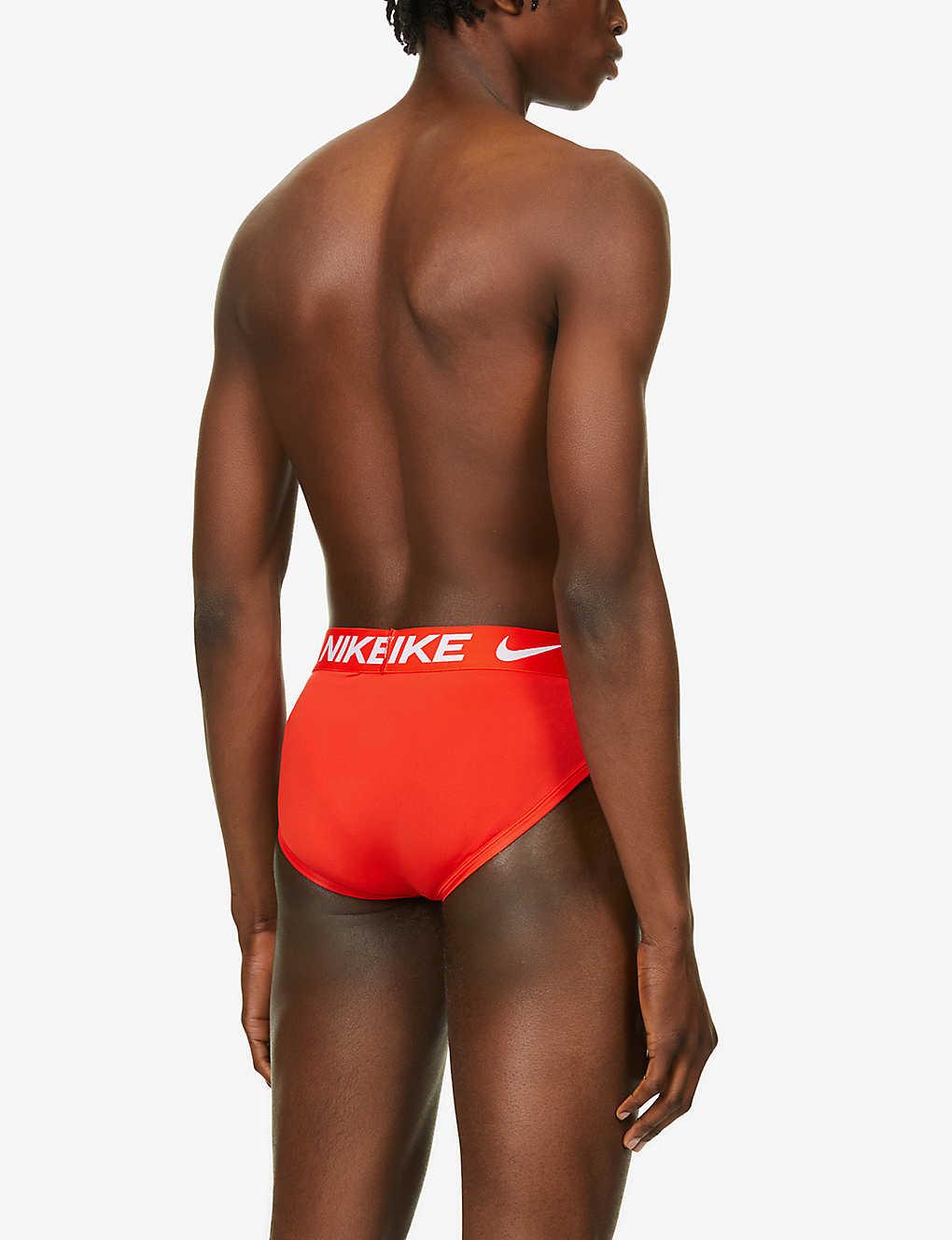 Nike Essential Stretch-jersey Briefs Pack Of Three in Red for Men