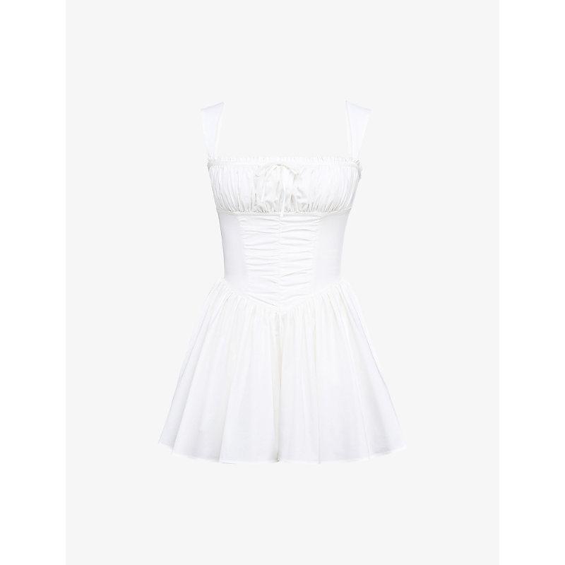 flower tapestry embroidered dress farm rio Off-White Flower Embroidery Asymetric Hem Midi Dress main image 1