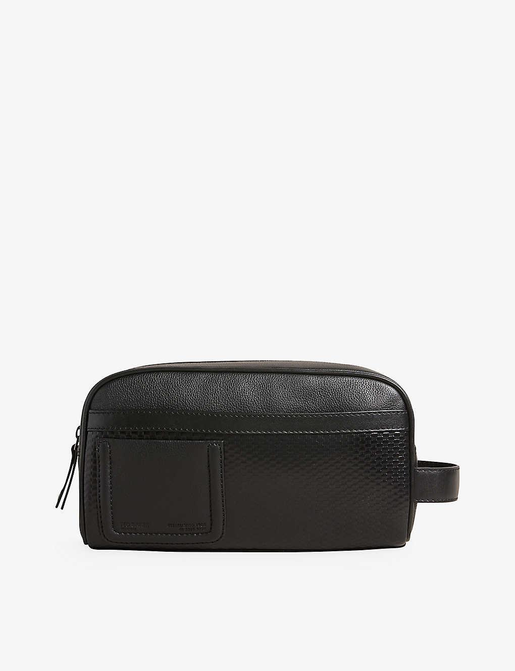 Ted Baker Kilzip Brand-embossed Textured-leather Wash Bag in Black for ...