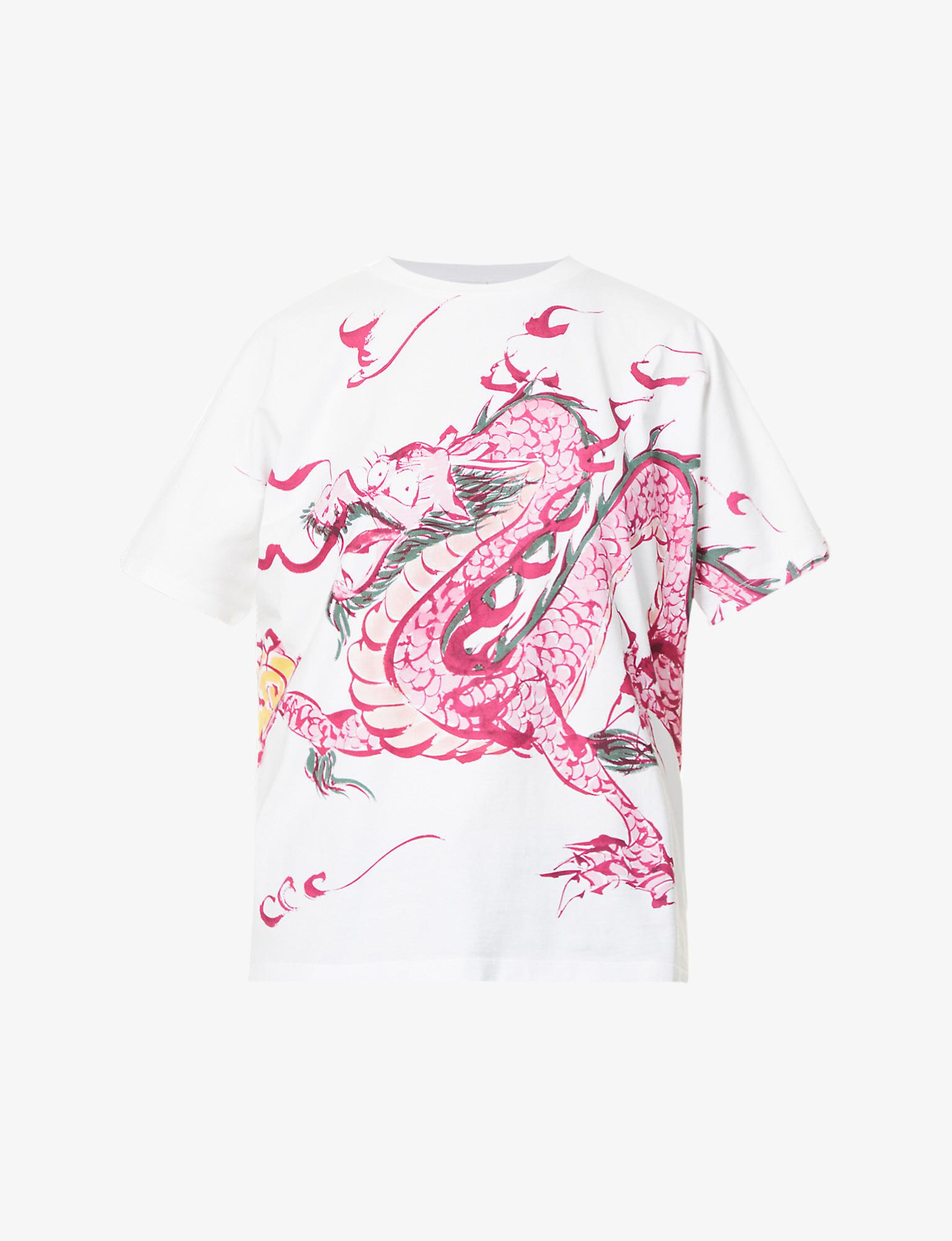 KENZO Dragon Graphic-print Cotton-jersey T-shirt in White | Lyst