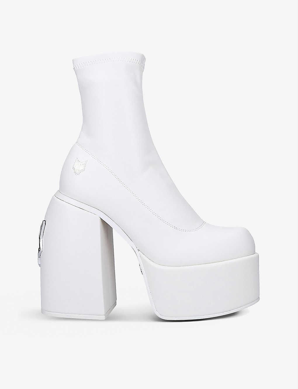 Naked Wolfe Sugar Logo-plaque Faux-leather Ankle Boots in White | Lyst