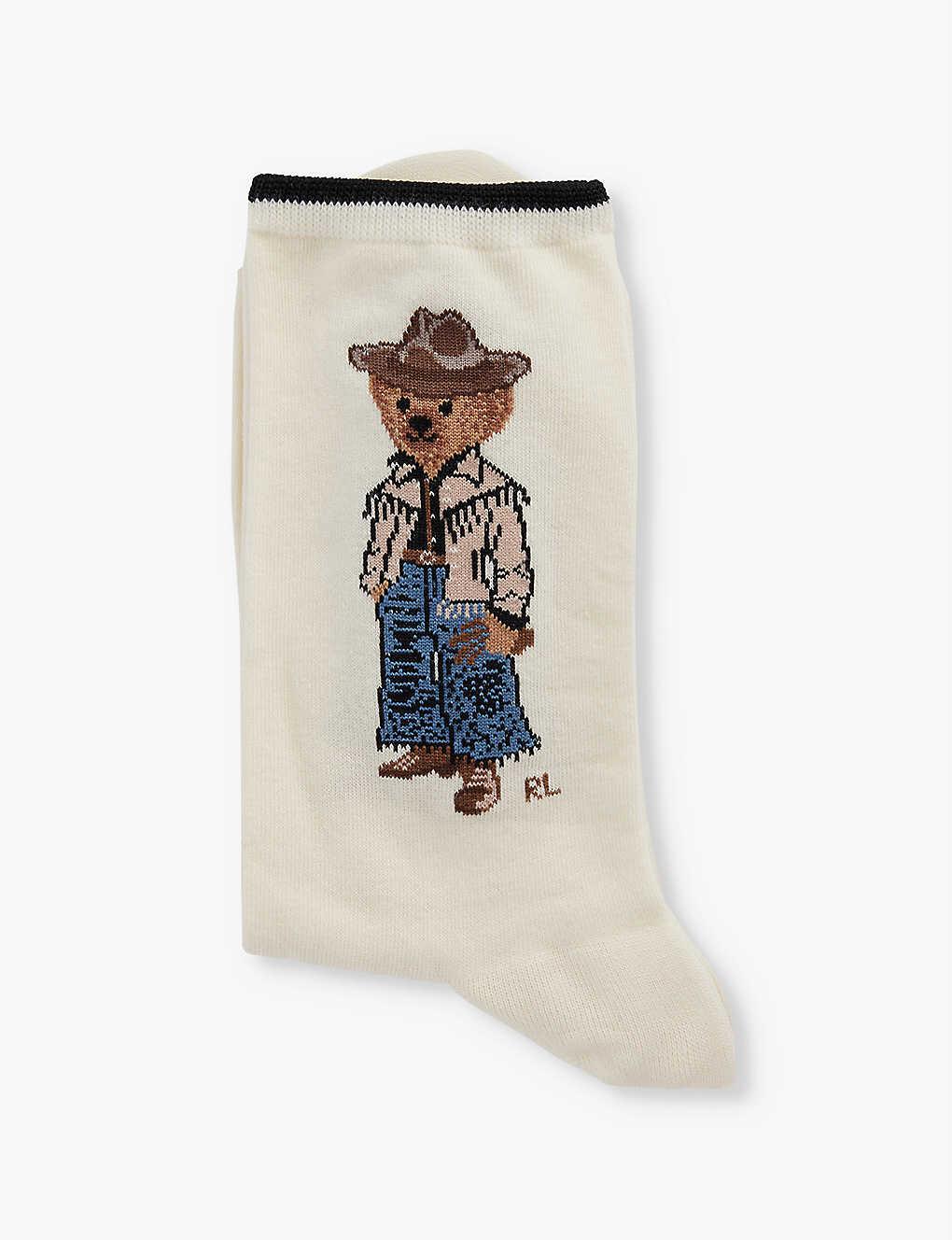 Polo Ralph Lauren Western Bear Print Stretch Cotton Blend Socks in Blue Lyst UK