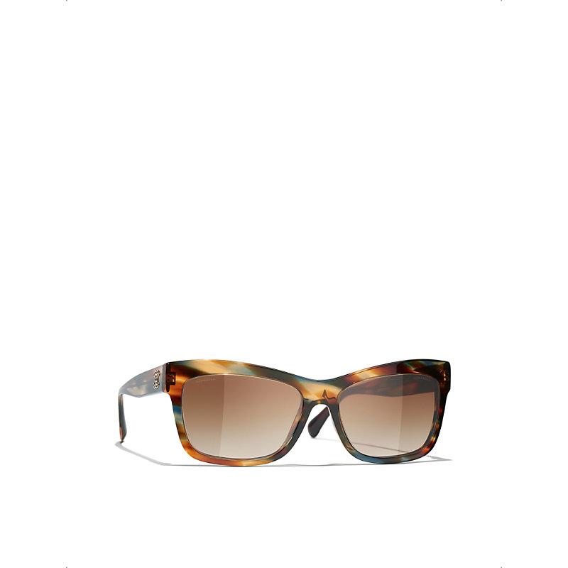 Chanel Rectangle Sunglasses in Brown