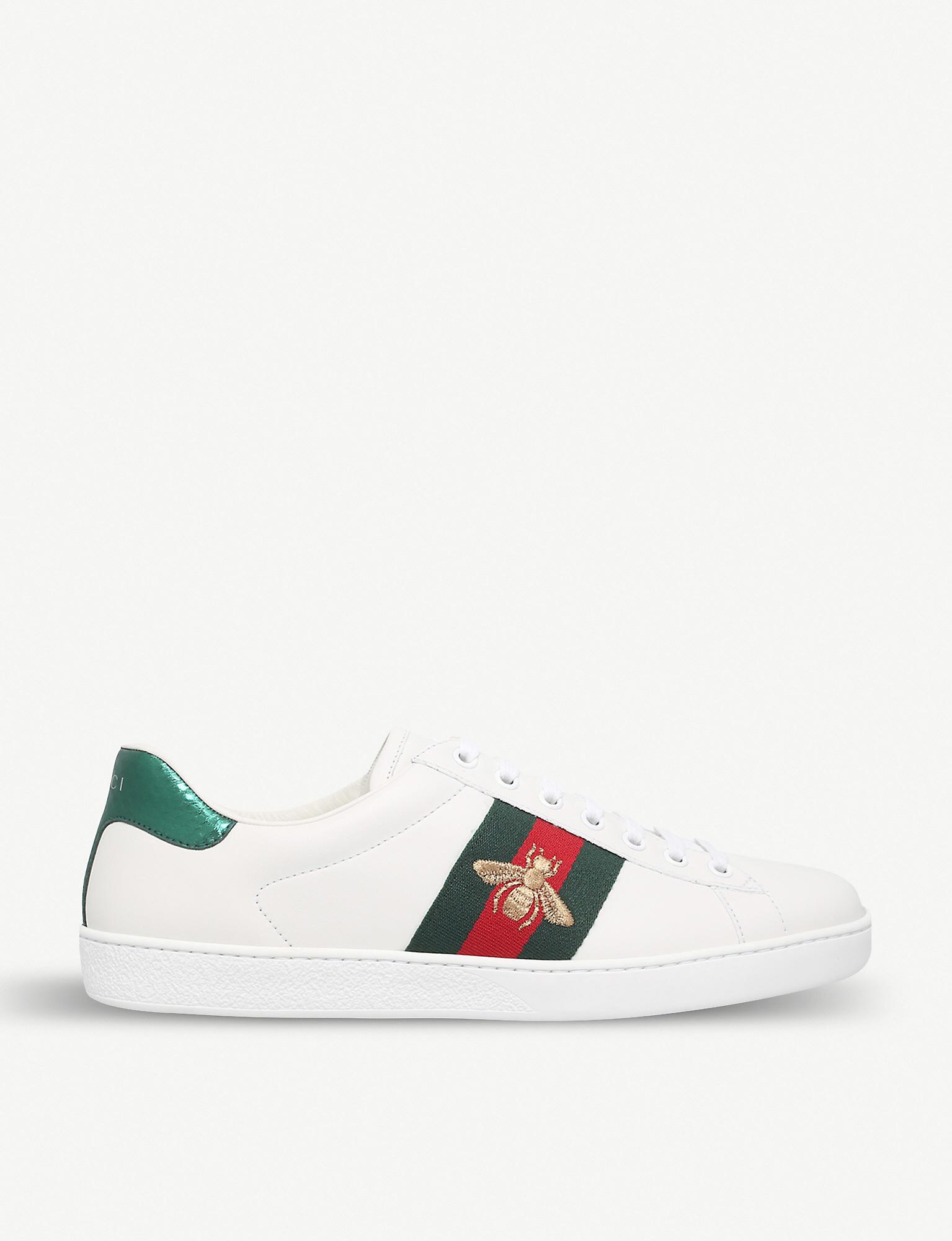 Gucci Mens New Ace Bee Leather Trainers in White for Men | Lyst UK