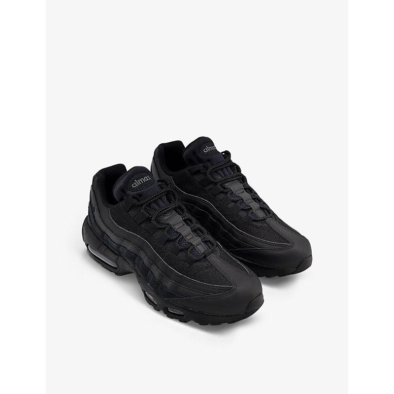 Nike Air Max 95 Leather, Suede And Woven Mid-top Trainers in Black for Men  | Lyst