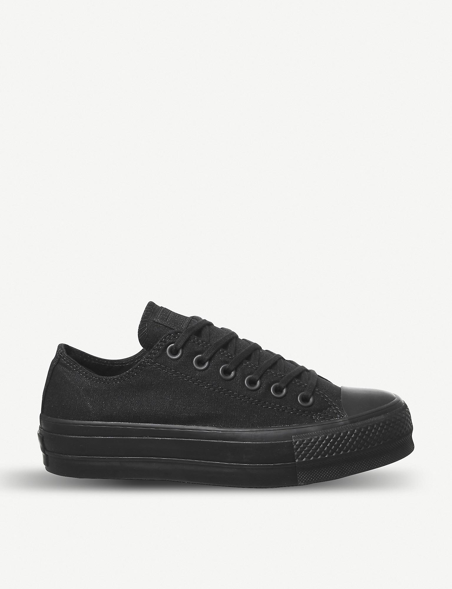 Converse All Star Low Platform Leather Trainers in Black - Lyst