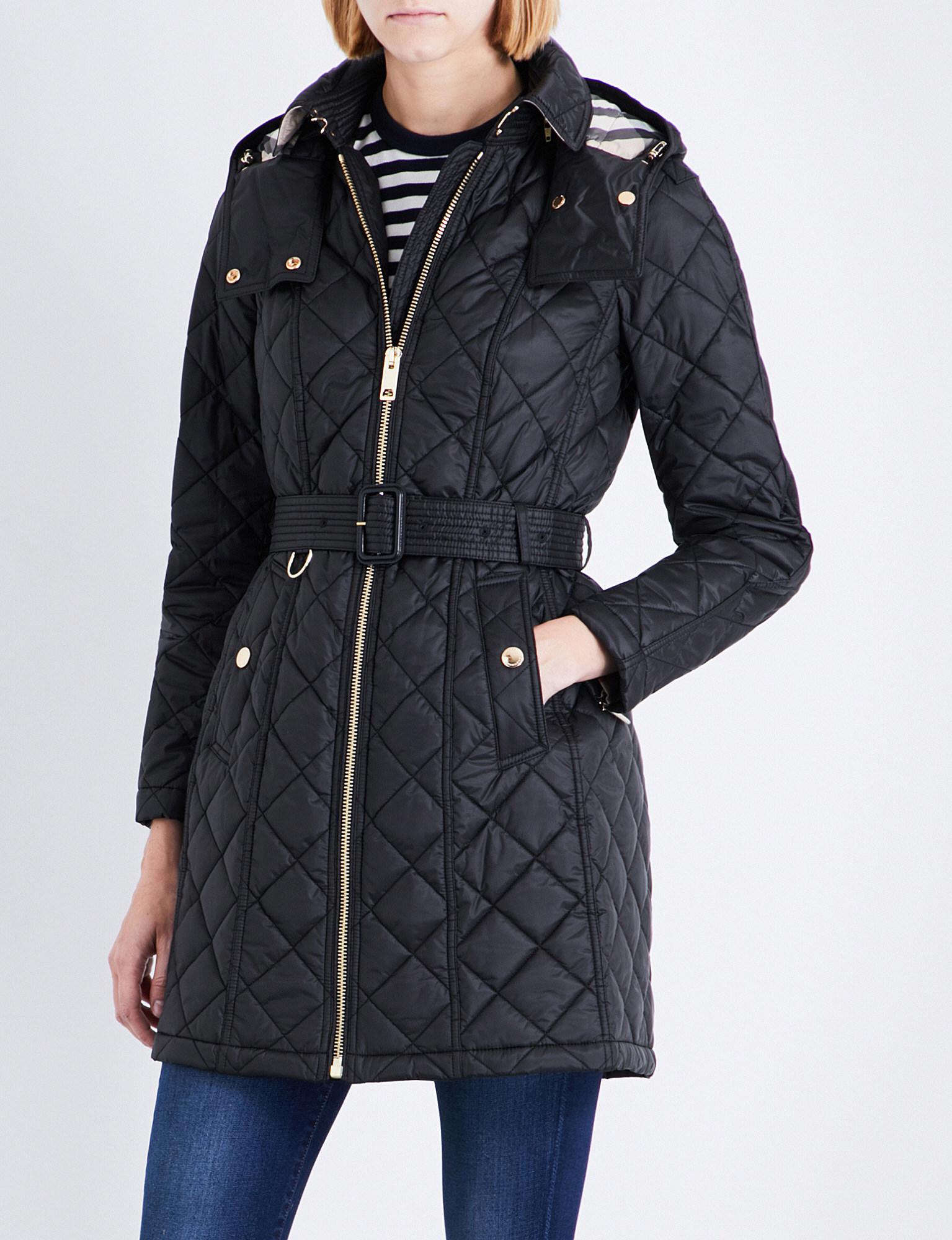 Burberry Diamond-quilted Coat in Black - Lyst