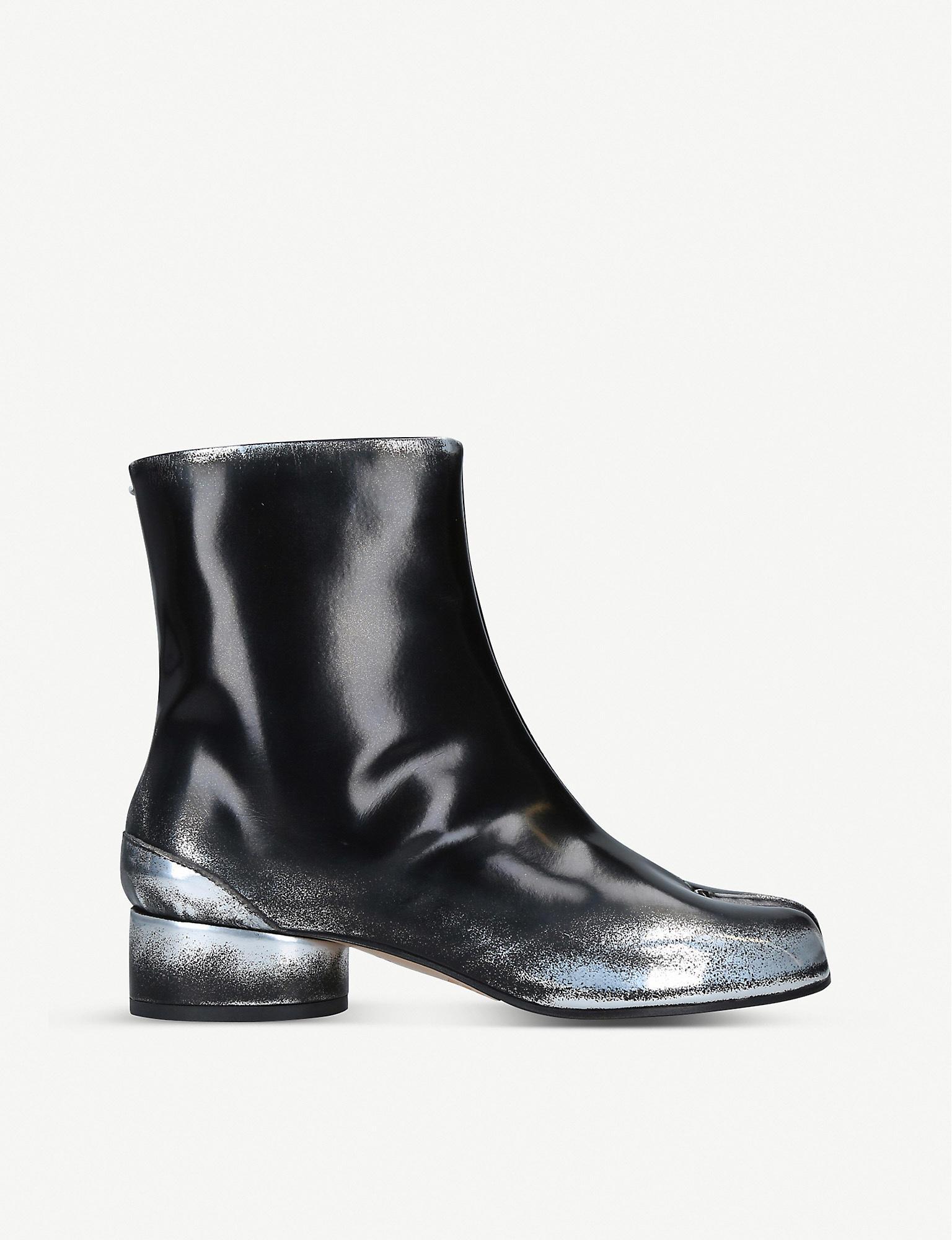 black painted leather boots